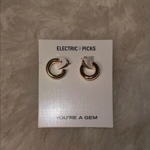 Electric Picks Gold Hoop Earrings